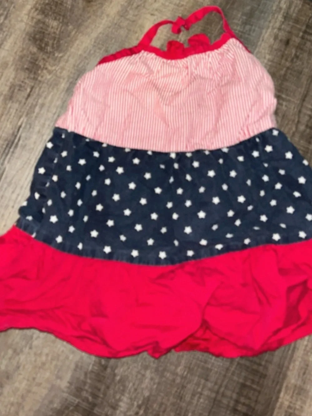 Gymboree Red, Navy & White Tiered Star Dress